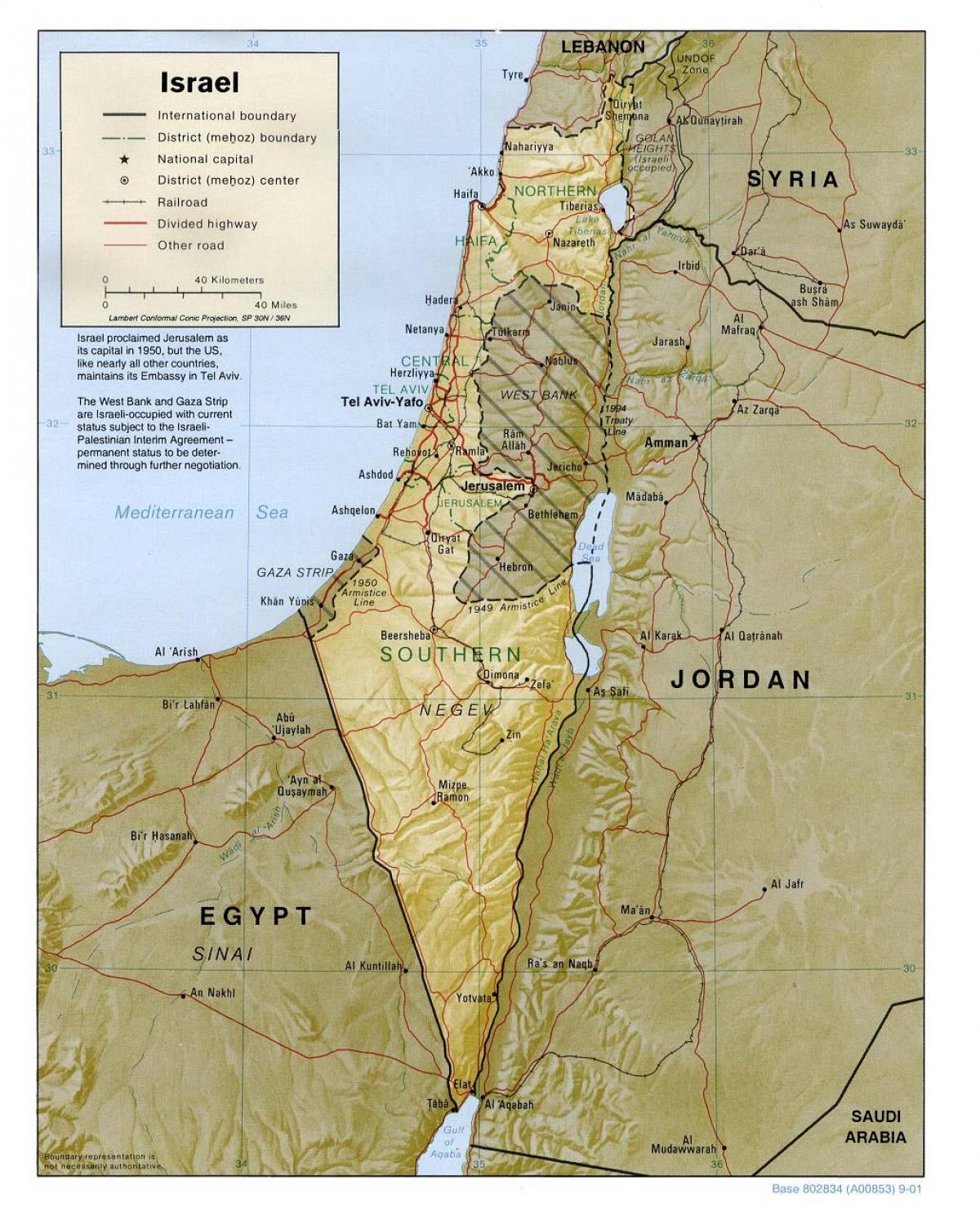 kaart iisraeli geograafia 