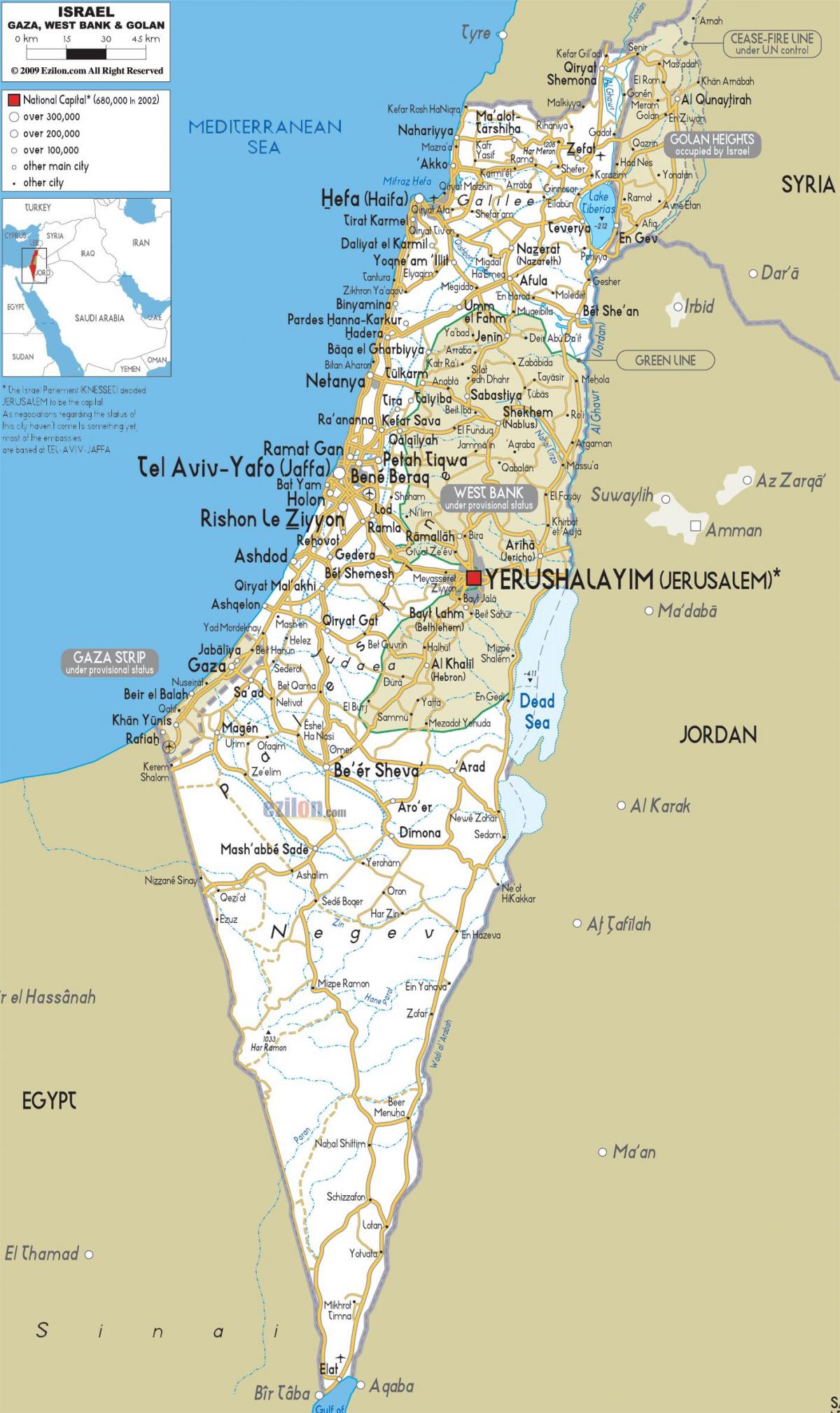 kaart iisraeli teede